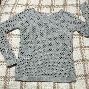 Loft size S gray cotton crochet look sweater